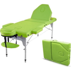 QUIRUMED Elite Aluminium Folding Massage Table 186 x 66 cm Green Faux Leather High Density Padded Lightweight Height Adjustable