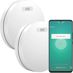 Aroha Smart Connect Smoke Detector WLAN - 10 Year Battery - Fire Alarm WLAN Networked with App Tuya & Smartlife, Smart Home - Set of 2