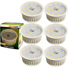Trango Pack of 6 MO15SD*6 Ultra Flat 5 Watt 3 Levels Dimmable LED Module 3000 K Warm White for Replacing GU10 & MR16 Halogen Bulbs, Recessed Lights, Ceiling Spotlights, Recessed Spotlights, Ceiling