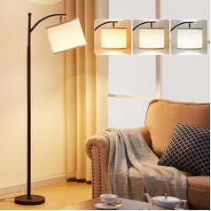 Floor Lamps, LED Living Room, Modern Floor Lamp with 3 Colour Temperatures, Beige Lampshade Floor Lamp, 9 W Bulb Included, for Living Room, Bedroom and Office, Floor Lamp with Foot Switch, Black