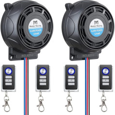 Rupse Motorcycle Alarm System, Alarm with 2 Remote Controls, Waterproof, Anti-Theft Protection, Adjustable Sensitivity for All Scooters, Moped or Quad with 12 Volt (2)