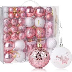 PIIDUOO Christmas Baubles Plastic Pink White Christmas Tree Baubles Set Baubles Christmas Tree Plastic Christmas Tree Baubles Matte Christmas Bauble Glitter Christmas Tree Decorations 114