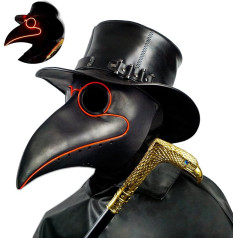 CreepyParty LED Plague Doctor Mask Long Nose Bird Beak Steampunk Halloween Costume Props Masks Illuminate Black