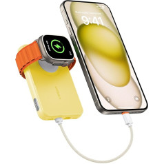 VEGER Mini Power Bank 20 W PD, 10000 mAh Power Bank with Apple to USB C Cable, with Apple Watch Charging, 2 x USB-C, External Mobile Phone Batteries, LED Display Compatible with iPhone, Apple Watch