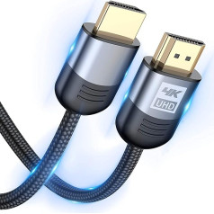 AviBrex HDMI Cable 6M, 4K HDMI Cable @ 60Hz 18Gbps High Speed 2.0 HDMI Cable Nylon Braid, Gold-Plated Connectors with Ethernet/Audio Return Channel, Compatible with Video 4K UHD 2160p