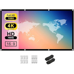 Tiardey 100 Inch 16: 9 HD Projection Screen Indoor Outdoor Portable Foldable Screen Projector Screen for Home Cinema Support Double-Sided Projection - Soft Curtain
