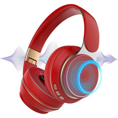 LuLuanping Bluetooth On-Ear Headphones, HiFi Stereo, Built-in Microphone, with Adaptive Noise Cancelling for Crystal Clear Calls, Foldable Wireless Headphones for Mobile Phones/iPad/Laptops/PC (Red)
