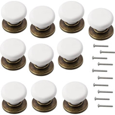 AERZETIX - C64396 - Set of 10 furniture handles / knobs for furniture door height 33 mm - for door cabinet drawer decoration kitchen living room - made of metal and plastic - colour white