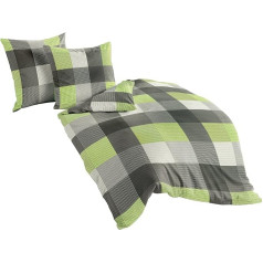 Bierbaum Bed Linen Design Flannelette Multi-Coloured 135 x 200 cm and 80 x 80 cm Made in Germany, kiwi, 155 x 220 cm