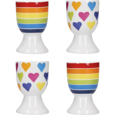 KitchenCraft KCEGGRBOW4PC Egg Cup Set, Porcelain, Multi-Colour