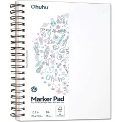 Ohuhu Double Sided Sketchbook 60 Sheets/120 Pages - 150gsm - Acid Free - Spiral Bound Puncture Resistant Paper for Watercolour Sketching, Illustrating and Portrait Drawing 254 x 193 mm