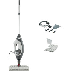 Shark Klik n' Flip Steam Cleaner, Floor and Hand Cleaner, Steam Cleaner for Hard Floors, Tiles, Surfaces, Taps and Glass, 5 Accessories, 2 Settings, Grey/White S6005EU