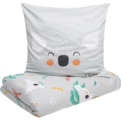 s.Oliver Koala Children's Bed Linen, 100 x 135 cm, 100% Cotton, Zip, Cuddly, Soft & Washable, Mako Satin Bed Linen, Koala Bear Grey