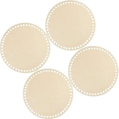 MILISTEN 4 x Natural Log Basket Round Hollow Crochet Basket Base for Knitting Crochet Yarn Storage Bag DIY Basket Weaving Accessories Circle Shape