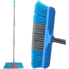 Roellgs Heavy Duty Outdoor Broom Long Handle Stiff Bristles Garden Broom for Home Kitchen Garage Walkway Cleaning