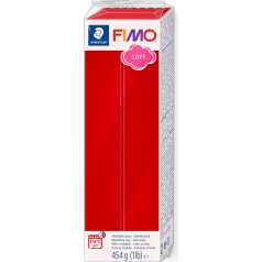 STAEDTLER FIMO 8021-2 Oven Hardening Modelling Clay Soft Red Large Block 454 g Soft and Smooth Especially for Beginners and Hobby Artists