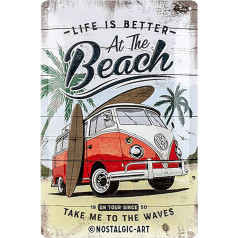 Nostalgic Art 22277 VW Bulli Vintage Beach Retro Tin Sign | Wall Plaque | Wall Decoration | Metal | 20 x 30 cm, 20 x 30 x 0.2 cm