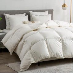 BPC Luxurious Down Duvet 200 x 200, 100% Organic Cotton, All-Year Down Duvet 200 x 200 cm, Ultra-Soft Hotel Collection Feather Beds 200 x 200 Down, Oeko-Tex and RDS