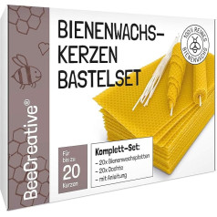 BeeCreative Beeswax Candles Craft Set for 20 Candles, 100% Pure Beeswax, Make Your Own Beeswax Candles with Beeswax Plates