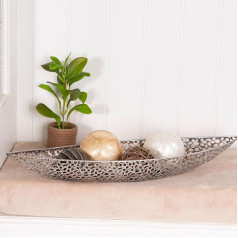 GILDE Decorative Bowl XL Chico - Metal Decorative Bowl Christmas - Table Decoration Autumn Decoration Silver - Length 59 cm