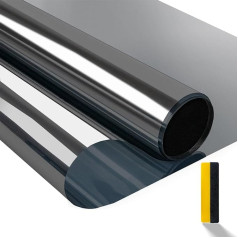 Zindoo Mirror Film Window Film Transparent from the Outside Opaque 90 x 400 cm Sun Protection Film Self-Adhesive UV Protection Window Film Silver Black