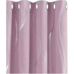 Deconovo Blackout Curtain with Eyelets, Opaque Curtains for Children's Room, 138 x 168 cm (Height x Width), Light Pink, Set of 2