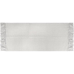 Yonphy Rug Runner Hallway Washable Non-Slip 60 x 130 cm Hand-Woven Carpet Runner with Tassels for Living Room, Kitchen, Bedroom, with Carpet Underlay (Light Grey)