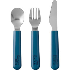 Mepal Mio Children's Cutlery 3-Piece Set - Children's Cutlery - Children's Cutlery from 12 Months - Includes Knife, Fork & Spoon - Set of 3 - Deep Blue