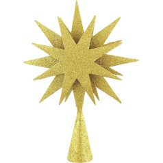 Festive Octastar Glitter Christmas Tree Topper, Gold