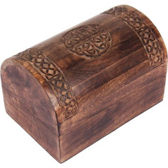 Great Birthday Gift Ideas, Handmade Decorative Wooden Jewellery Box with Celtic Carvings, Jewellery Organiser, Keepsake Box, Treasure Chest, 15 x 10 cm, Anniversary Gifts (Antique)