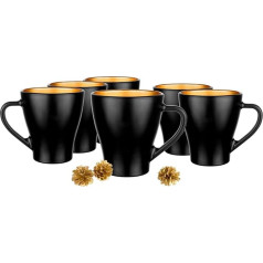 Glasmark KROSNO 1992 Hugo Coffee Glasses Set of 6 Cappuccino Iced Coffee Glasses Mugs Dishwasher Safe Black Gold 6 x 360 ml