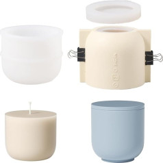 BOOWAN NICOLE Round Candle Containers with Lids, Silicone Mold with 9oz Candle Refill Mold, Candle Jar, Silicone Mold for Jesmonit Concrete, Cement (SH1023+916-2+LZ624)