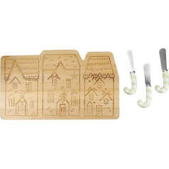 KitchenCraft KCXMNUTCHS3PC Bamboo Cheese Nutcracker Collection, 4 Piece Set, in Gift Box, Ceramic, Brown