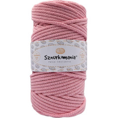 Braided Cotton Cord 5 mm 100 m, 46 Colours, Crochet Cord, Macrame Cord, Macrame Yarn, Premium Yarn, Macrame Rope, Sznurkomania (Powder Pink)