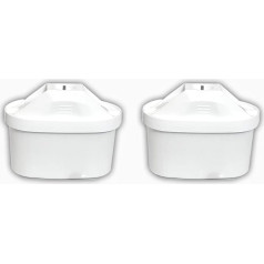 Pack of 2 filter cartridges - cartridges for all Brita water filters to reduce limescale, chlorine and taste disturbing substances in tap water