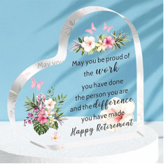 HULALA Happy Retirement Gifts For Women Friend Mum Colleague Nurse Teacher Mentor Tutor Staff Leaving Going Away Goodbye Farewell Acrylic Heart Retirement Plaque