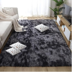 Rug Living Room, Modern High Pile Fluffy Super Soft Area Rug, Non-Slip Underside, Shaggy Area Rug, Bed Rug, Living Room, Kitchen, Dining Room, Bedroom Carpet (Dark Grey, 160 x 230 cm)