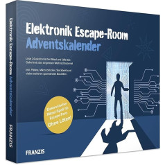 FRANZIS 67154 - Elektronik Escape Room Advent Calendar, 24 Days of Electronic Puzzle Fun, No Soldering, Includes 40 Page Companion Book