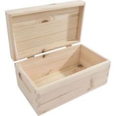 WooDeeDoo Wooden Box with Lid and Etched Handles, Wood, 21 x 12 x 9.5 cm