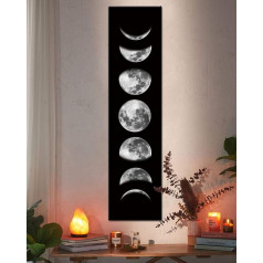 Zunniu Moon Phase Wall Picture Black White Moon Canvas Print Poster Wall Art Decor for Bedroom Living Room (Black, Unframed)