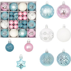 Pack of 44 Christmas Tree Decorations 30 mm / 60 mm Christmas Baubles Set Star Shatterproof Decorative Pendant Christmas Tree Baubles Hanging Bauble for Christmas Decorations Party Wedding Decoration