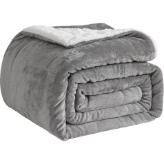 Good Nite Throw Blanket, 200 x 230 cm, Thick Fleece Flannel, Sherpa Blanket, Fluffy Reversible Microfiber for Bed, Sofa and Travel (Grey, King Size)