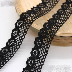 10 Yards/Lot 10-30mm Black Cotton Lace Fabric for Furniture Wrap Knit Embellishments DIY Clothes Bags Ornaments Handmade Trims-A Width 22mm