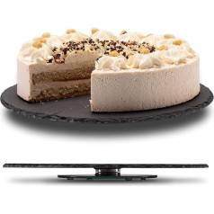 Fino Casa Rotating Slate Plate Round as Serving Plate, Cake Plate, Sausage Plate, Cheese Plate, Slate Plate, Cake Plate with Foot, Serving Plate, Black, Turntable, Cake Plate, Cake Plate, Decorative