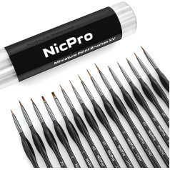 Nicpro Micro Detail Brush Set, 15 Pieces Small Professional Fine Detail Brushes for Watercolor, Oil, Acrylic, Craft Models, Rock Painting and Paint by Numbers with Storage Bag