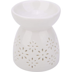 3.5 Inch Ceramic Tea Light Burner, Candle Light Holder, Aromatherapy Oil Burner, Wax Melt Warmer, Oil Frankincense Aroma Diffuser for Home Decor (Flower)