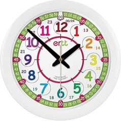 EasyRead Time Teacher Children's Wall Clock, showing 12 & 24 hour (digital) time. Learn to read digital time on an analogue clock, with 2-step teaching system. 29 cm diameter, age 5-12