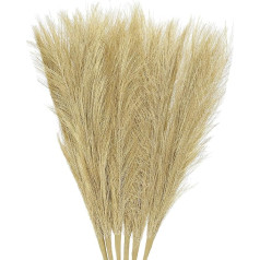 QUARKZMAN Pack of 6 Pampas Artificial Grass Small 45 cm / 17.7 Inches False Fluffy Pampas Artificial Grass 7 Branches Artificial Vase Filler for Home Office Vase Wedding Decoration Golden