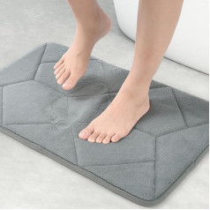 Cozary Absorbent Bath Mat, Memory Foam Bath Mat, Non-Slip Bath Mat, Washable Shower Mat, 80 x 50 cm, for Kitchen, Bathroom, Living Room