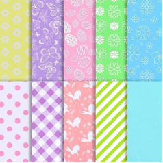 SANNIX 100 Sheets Tissue Paper Spring Easter Pink Green Blue Bulk Wrapping Paper for Easter Gift Wrapping DIY Crafts Birthday Party Spring Decoration 19.7 × 13.8 Inches (10 Patterns)